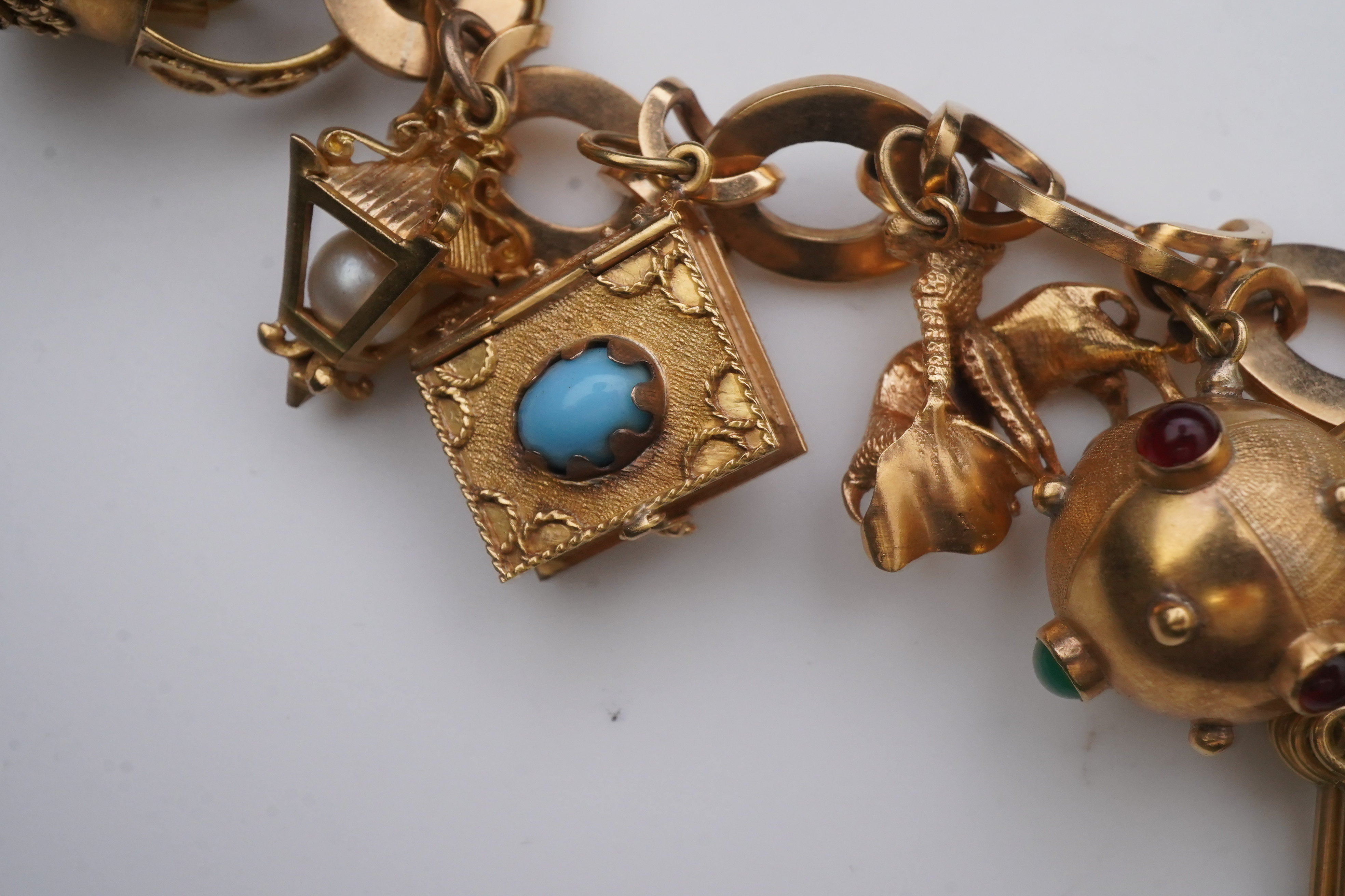 A gold charm bracelet